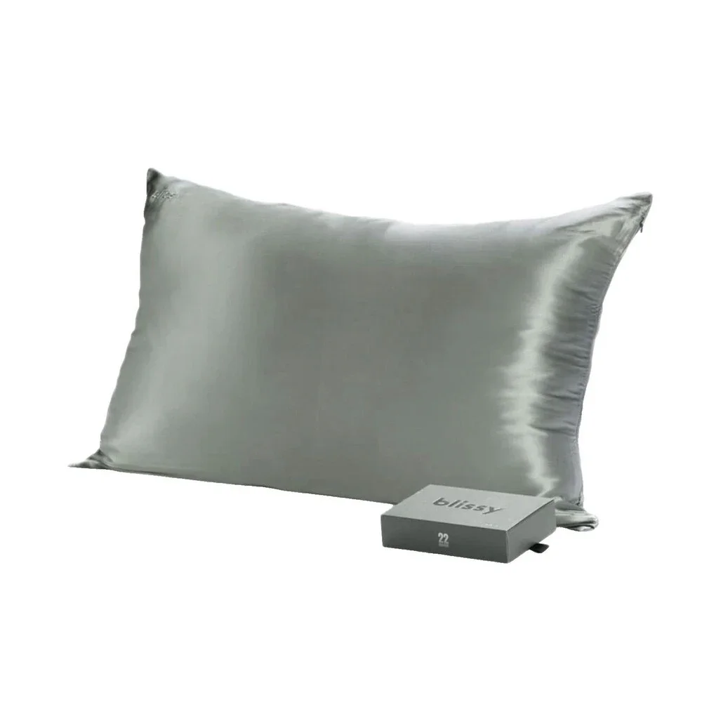 Blissy King 22 Momme 100% Mulberry Silk Pillowcase 22 Momme Matcha Green-Silver